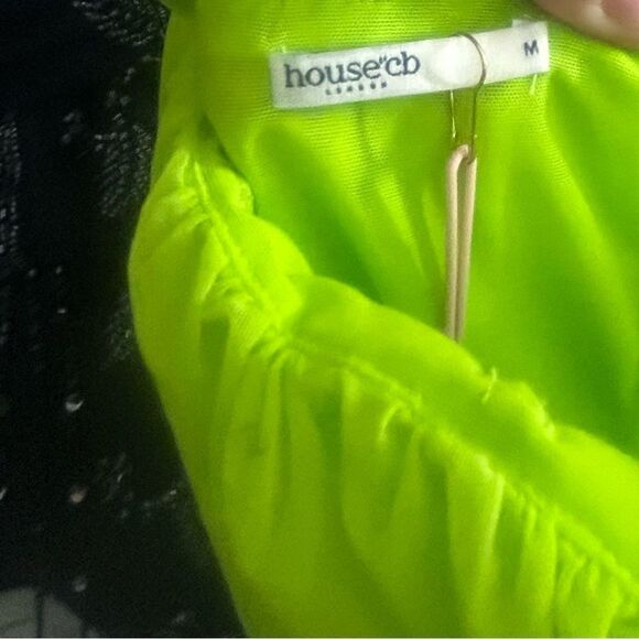 House of CB ADRIE NEON GREEN GATHERED MINI NWT Size M - Picture 6 of 9